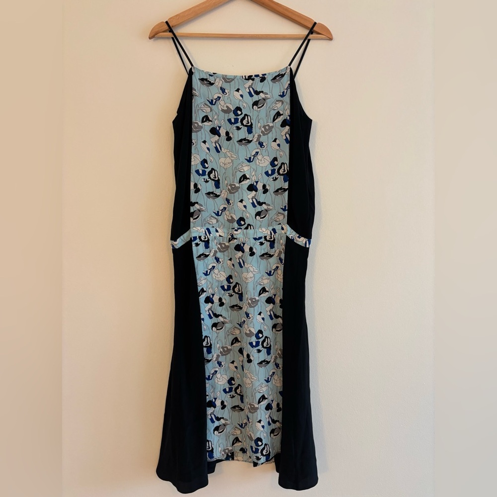 BNWT Iceberg Floral Silk Dress in Blue and Black